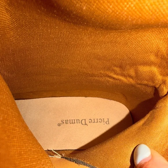 Pierre Dumas Tan Mid-Calf Heeled Riding Boots - Picture 2 of 8